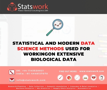 Statistical and modern data science methods used for workingon extensive biological data