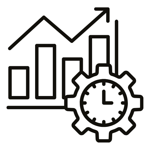 Performance monitoring step icon representing real-time tracking and strategic insights for clinical trials