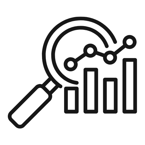 Statistical analysis step icon representing interpretation of clinical trial data and outcomes