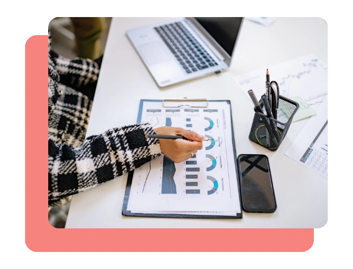 Statistical analysis and interpretation illustration showing evaluation of clinical data, treatment effects, safety profiles, and patient outcomes using advanced biostatistics