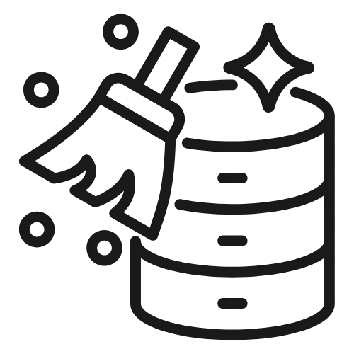 Step 3 icon showing data preprocessing including cleaning, normalization, and validation