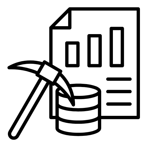 Step 4 icon showing data analysis using machine learning models and statistical techniques